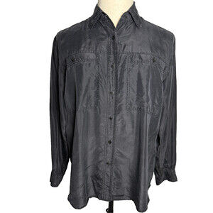 Vintage Joule Energy 100% Silk Shirt, Black Women's Sz M Long Sleeve Button Down